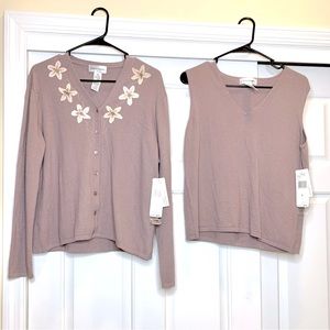 NWT Vintage “Secretary” Designer Rena Rowan Bohemia cardigan Sweater Set, Large